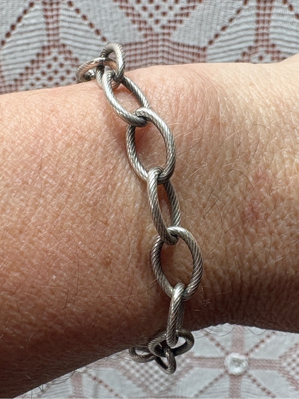 Sterling Silver 925 Cable Link Toggle Bracelet 15g